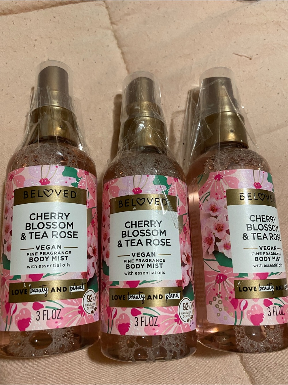 Cherry Blossom & Tea Rose x3 Fine Fragrance Body Mist - Pink